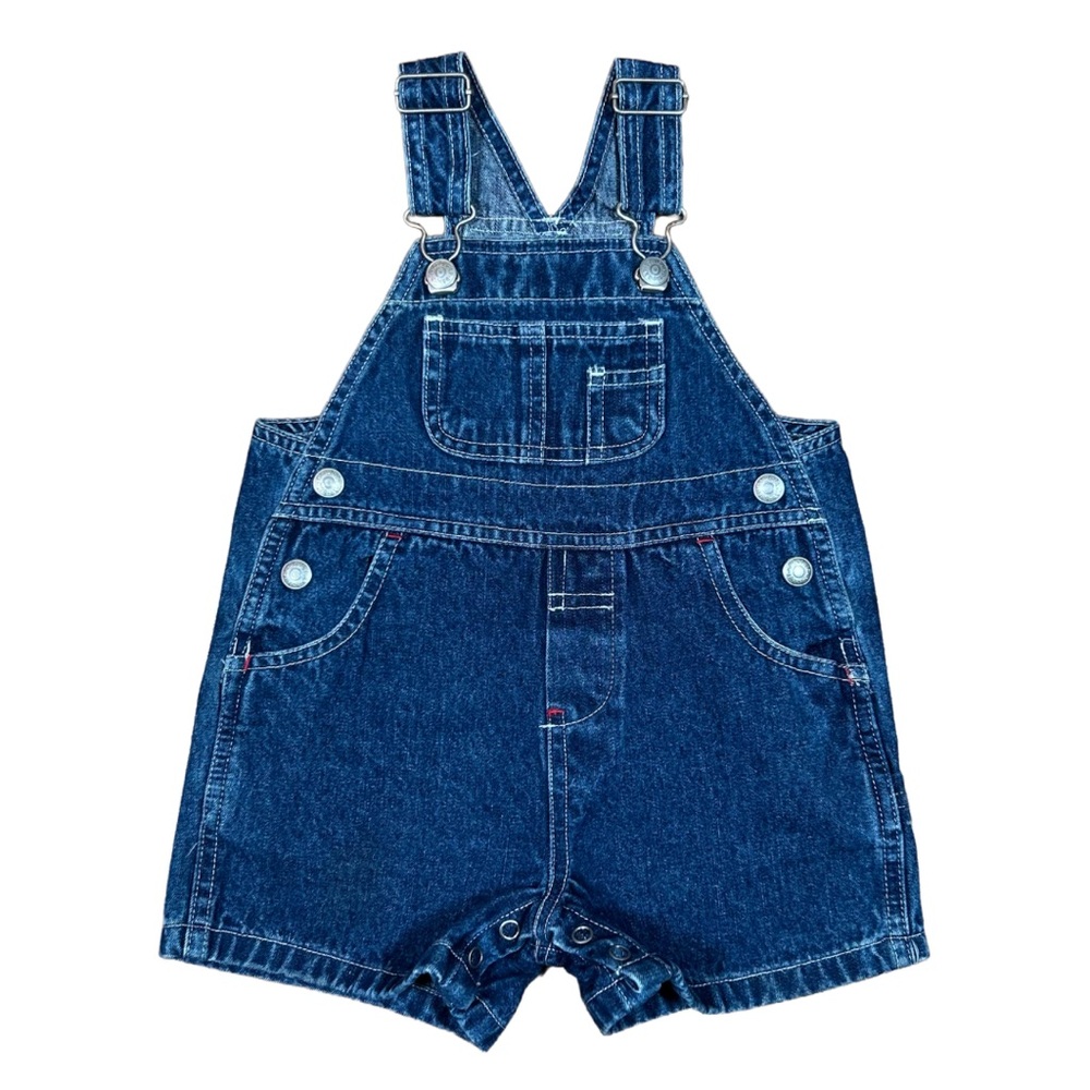 VINTAGE 90s Classic Baby Gap Boys’ Blue Denim Carpenter Shortalls Overalls 6-12M